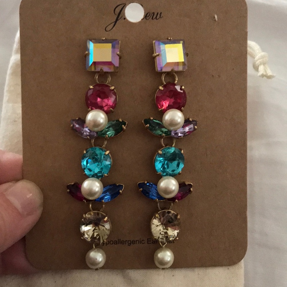 J. Crew Multicolor Crystal and Pearl Earrings